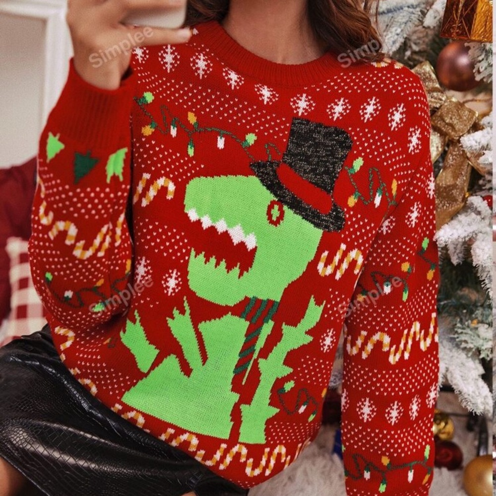Ugly Christmas Dinosaur Pattern Sweater